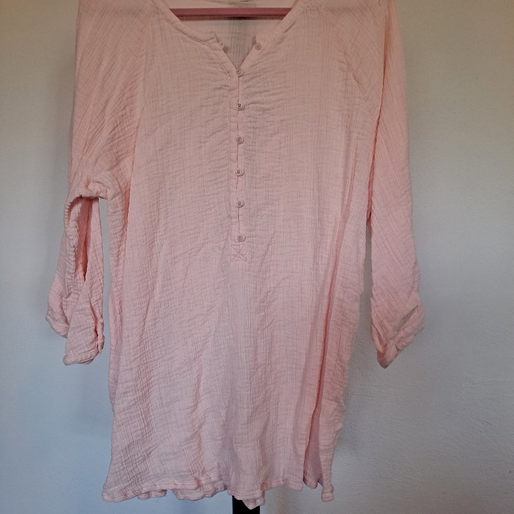 Pink crinkle cotton tunic